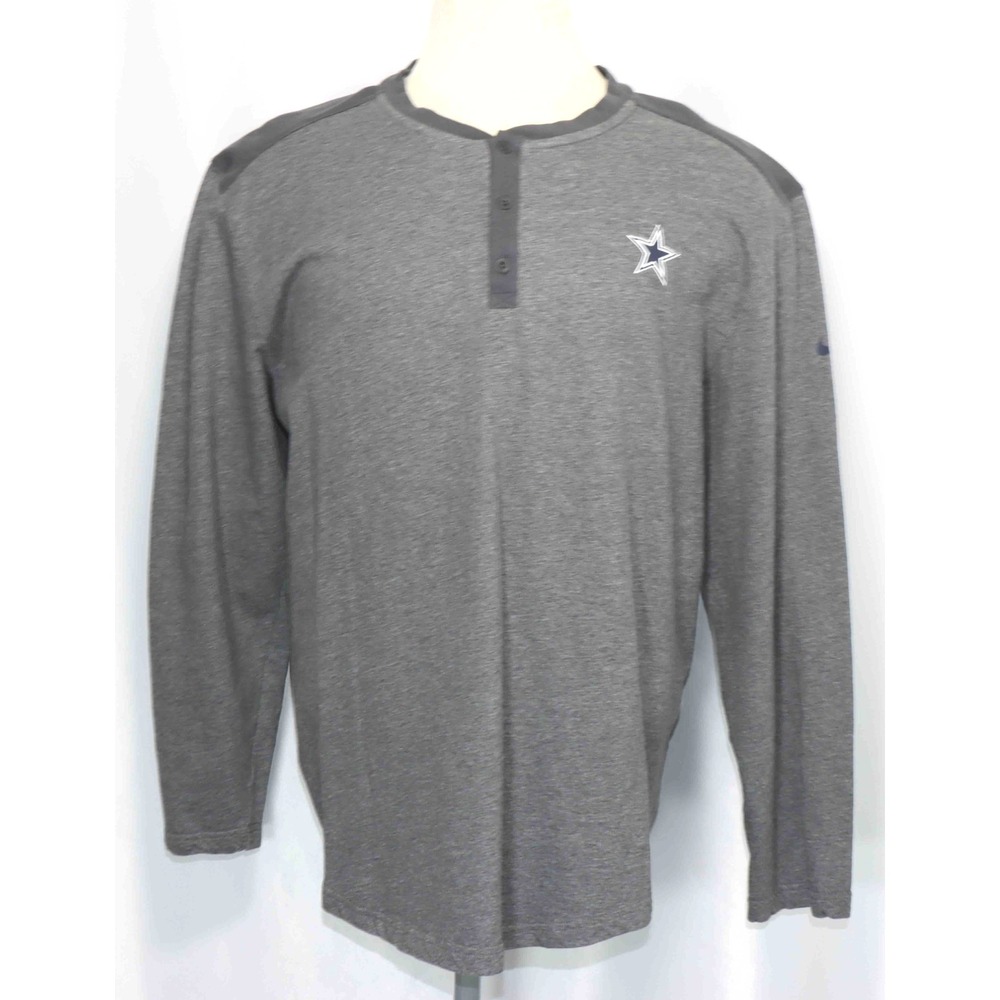 Nike‎ Dallas Cowboys NFL Gray Cotton Henley Midweight Sweatshirt Mens Size 2XL